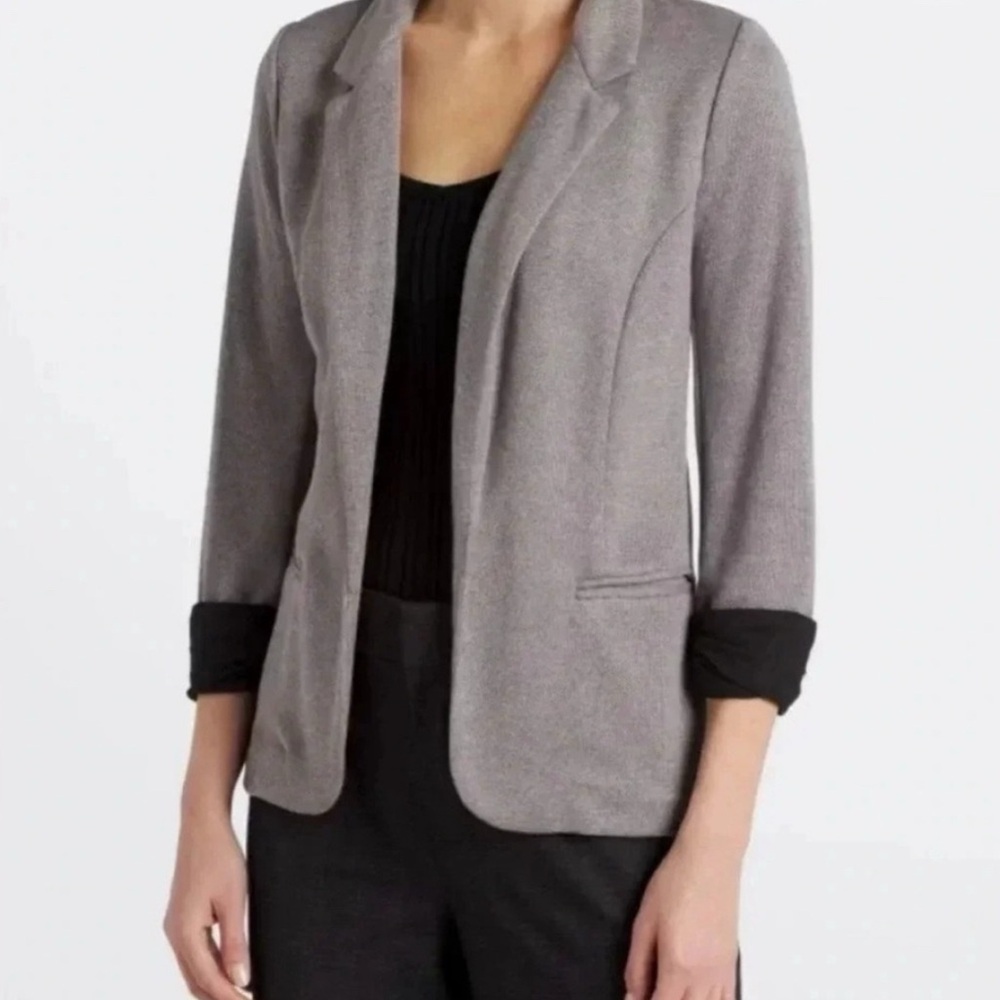 Stitch Fix Grey Knit Blazer with Black Cuffs